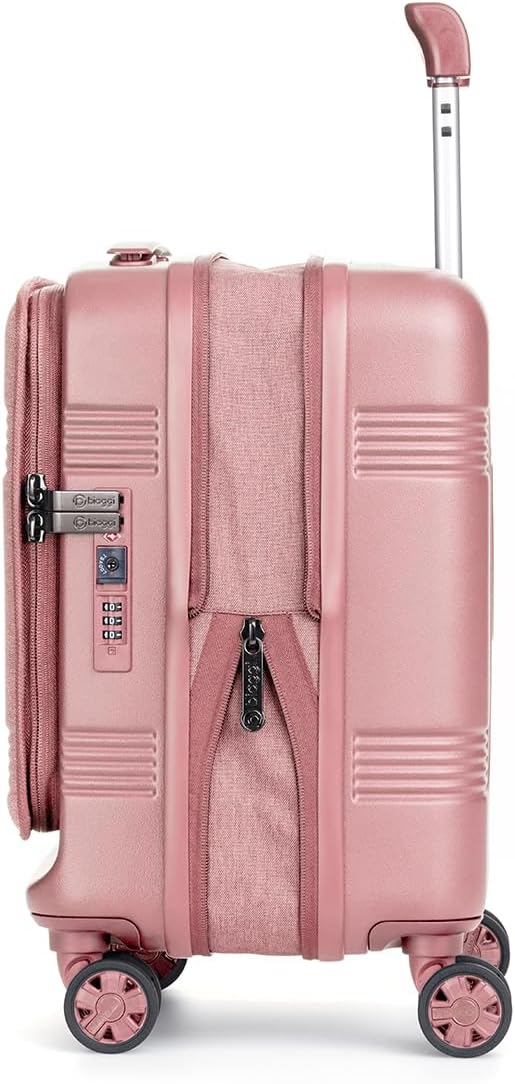 biaggi Runway Hybrid Expandable Underseat Carry-On – Lightweight TSA-Approved Polycarbonate Travel Bag, Perfect for Getaways & Long Weekends (Expandable Underseater, Pink)