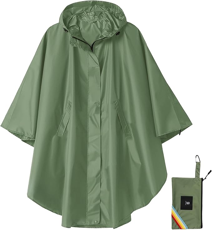 SaphiRose Unisex Rain Poncho Hooded Waterproof Raincoat for Adults Women