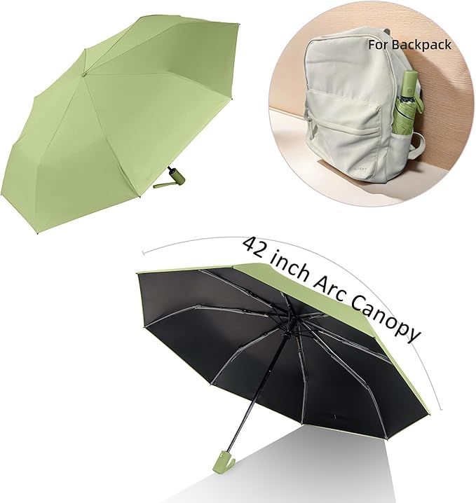 BAODINI Small UV Protection Travel Umbrella Compact for Rain and Sun UPF 50+ 41 inch Portable Umbrella for Women and Men