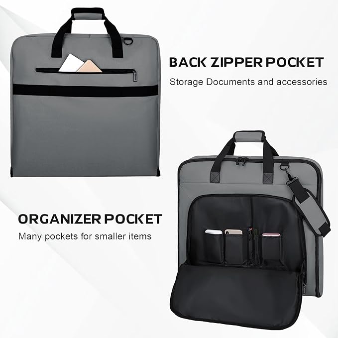 Garment Bags for travel,Hanging clothes Bag for Men Women,Suit Bags with Shoulder Strap,Wedding dress/shirt carry on luggage with fence hook,Wrinkle Free foldable duffle bag,Waterproof luux travel bag