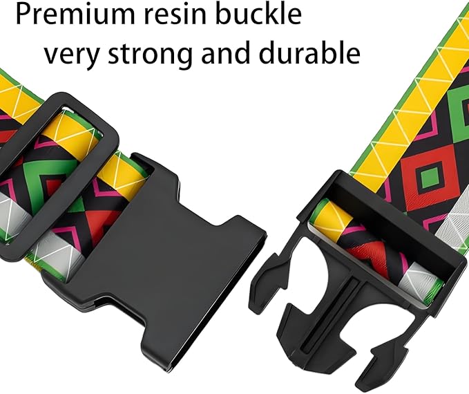 Geometric Arts Luggage Straps for Suitcases, Adjustable Luggage Travel Belt to Keep Luggage Security While Travel, Strong Polyester Fabric, Easy-to-Recognize Funny Pattern Travel Accessories, 2 Pack