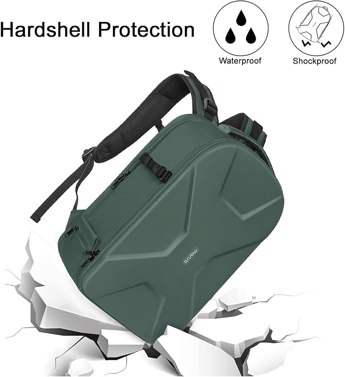 MOSISO Camera Backpack, DSLR/SLR/Mirrorless Photography Camera Bag 15-16 inch Waterproof Hardshell Case with Tripod Holder&Laptop Compartment Compatible with Canon/Nikon/Sony, Emerald Green