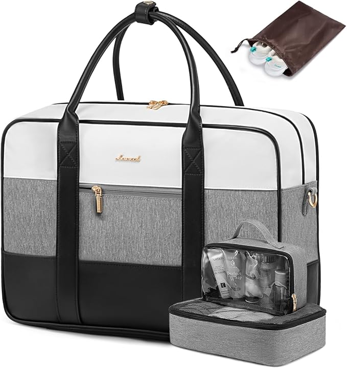 LOVEVOOK Weekender Travel Duffel - Personal Item Duffle Bags for Women with Laptop Compartment, Overnight Bag with Toiletry Bag, Yoga Gym Bag with Wet Pocket, Hospital Bag for Labor and Delivery