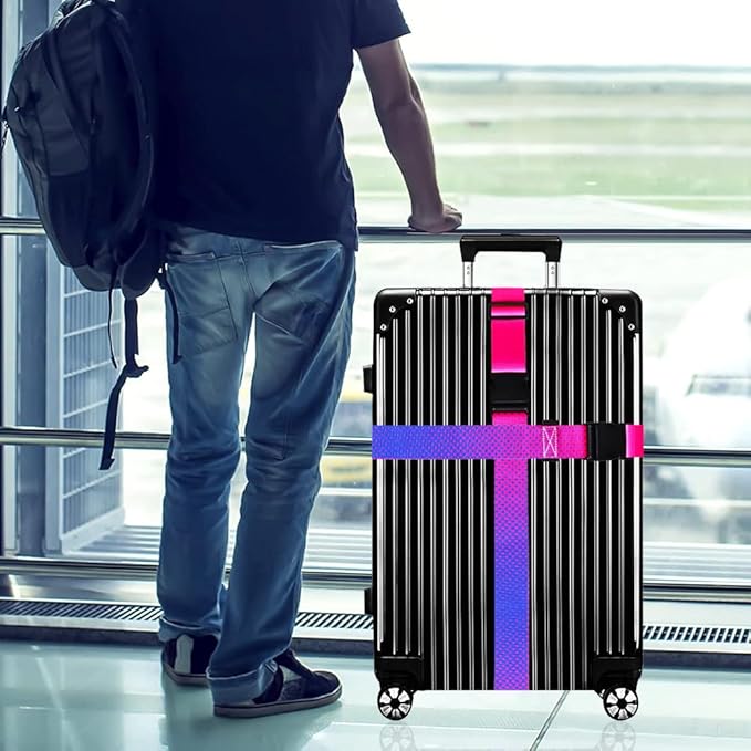 Luggage Straps for Suitcases TSA Approved-2 Pack Bright Personalized Luggage Belt Strap for Suitcase/Carry On Bag Luggage Accessories for Travel (Gradient)