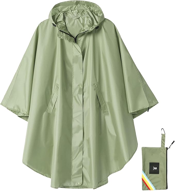 SaphiRose Unisex Rain Poncho Hooded Waterproof Raincoat for Adults Women