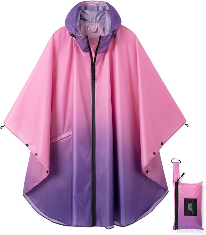 Rain Poncho Jacket Coat Hooded Zipper Style for Women/Men/Adult with Pocket