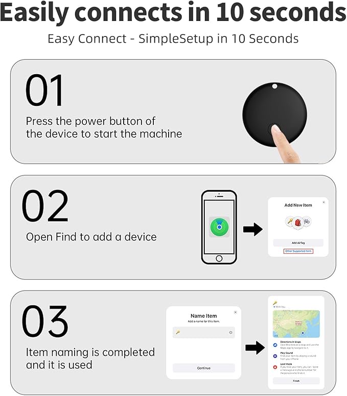 Air Tracker Tags-2 Pack Tracker Tag Work with Apple Find My (iOS 14.6 Above Only) Smart Tag Item Finders for Key, Luggage, Backpack，etc.(Black, 2 Pack)