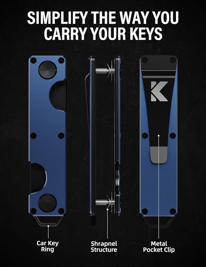 Key Organizer Key Holder Compact Key Case Minimalist Metal Key Chain Key Holder for Keychain Secures 8-10 Keys EDC