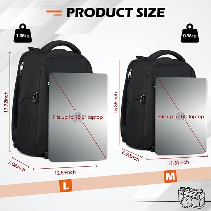SDYSM Camera Bag Backpack Professional for DSLR SLR Mirrorless Camera Waterproof Laptop Back Pack 15.6 Inch with Rain Cover Anti Theft Travel Case Large Capacity Photography Backpack Black