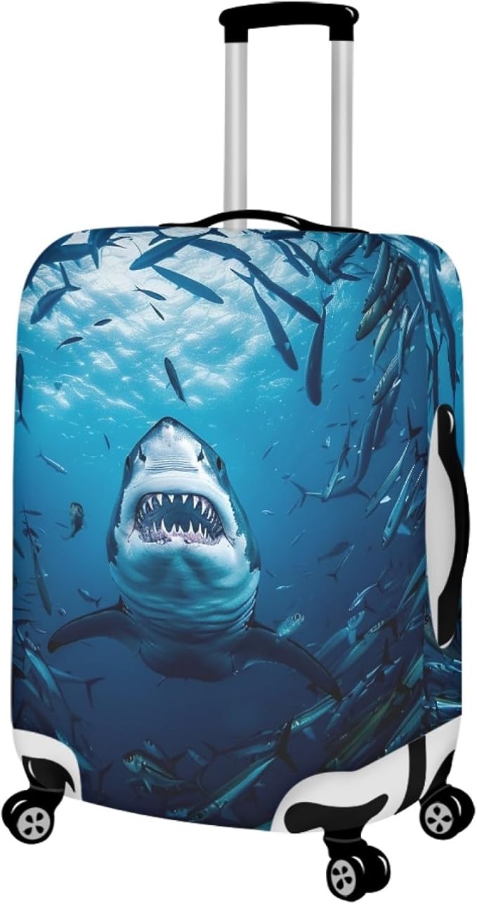 Seadworld Shark Luggage Cover 18-21 Inch High Elastic Thickened Travel Suitcase Covers Blue