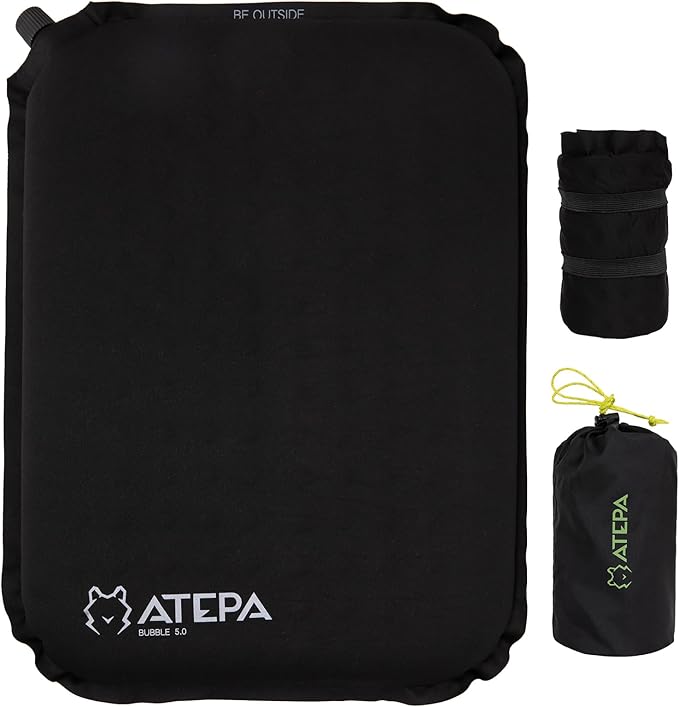 ATEPA Inflatable Stadium Seat Cushion, Self-Inflating Memory Foam Stadium Seats Bleacher Seat Chair Cushion Pad for Airplane Travel Backpacking Sports Events