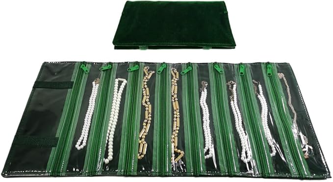 Travel Jewelry Roll Bag Portable Organizer Pouch With Grids&PVC Cover Storage Bags for Necklace, Bracelet, Bracelet,Ring, Badge, Pendant