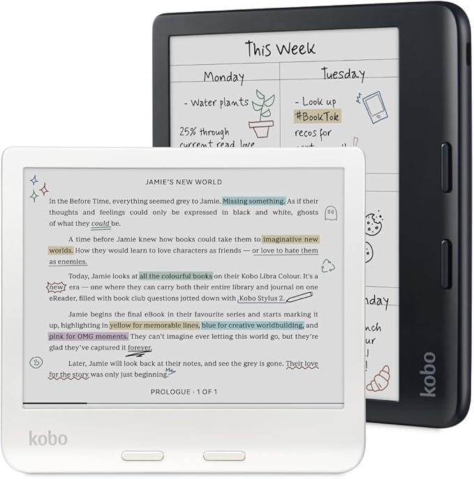 Kobo Libra Colour | eReader | 7” Glare-Free Colour E Ink Kaleido™ 3 Display | Dark Mode Option | Audiobooks | Waterproof | Black