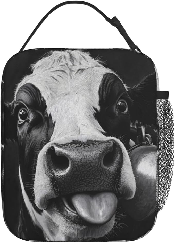 Cow Insulated Lunch Box for Women Men Cow Lunch Bag for Travel,or Fishing Polyester