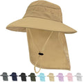 Sun Hats for Men Women, UPF50+ Protection Safari Hat,Wide Brim Fishing Hat with Neck Flap,Bucket Hats for Beach Hiking