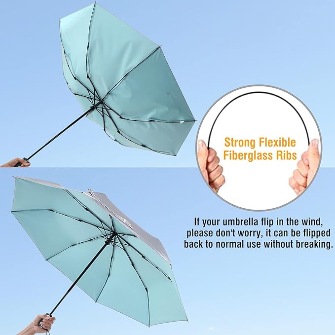 G4Free UPF 50+ UV Protection Large Travel Umbrella 42/46 Inch Auto Open Close Windproof Sun Blocking Umbrella