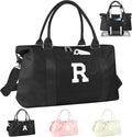 Initial Travel Duffel Bag Sports Gym Bag for Boys Teen Birthday Gifts,Black Personalized Weekender Bag Carry On Tote Bags for Men,Waterproof Overnight Luggage Bag Airplane Travel Essentials(Letter R)