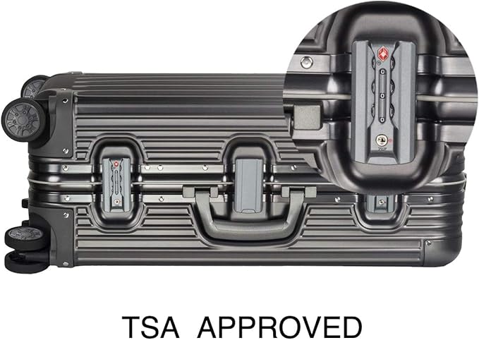 TRAVELKING All Aluminum Luggage Zipperless Hard Shell Suitcase with TSA Lock Spinner Wheels Lightweight Metal Alloy Suitcases (Grey, 28 inch)