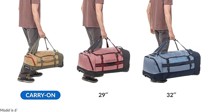 Eagle Creek Cargo Hauler XT Wheeled Duffel - Wheeled Backpack Duffel - Deployable Backpack Straps - Lockable U-Lid & Easy Access Compartment - Glacier Blue