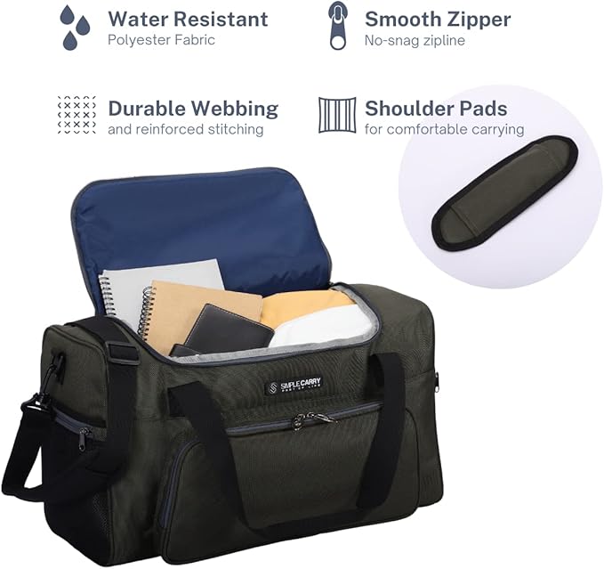 Large Sports Duffle Bag 20 inch for Travel Gym as Shoulder Bag and Hand Carry - Gray