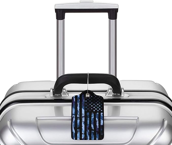 Set of 2 Luggage Tag for Suitcases Tie dye PU Leather Luggage Tag with Full Back Privacy Name ID Card Fun Laggage Tags