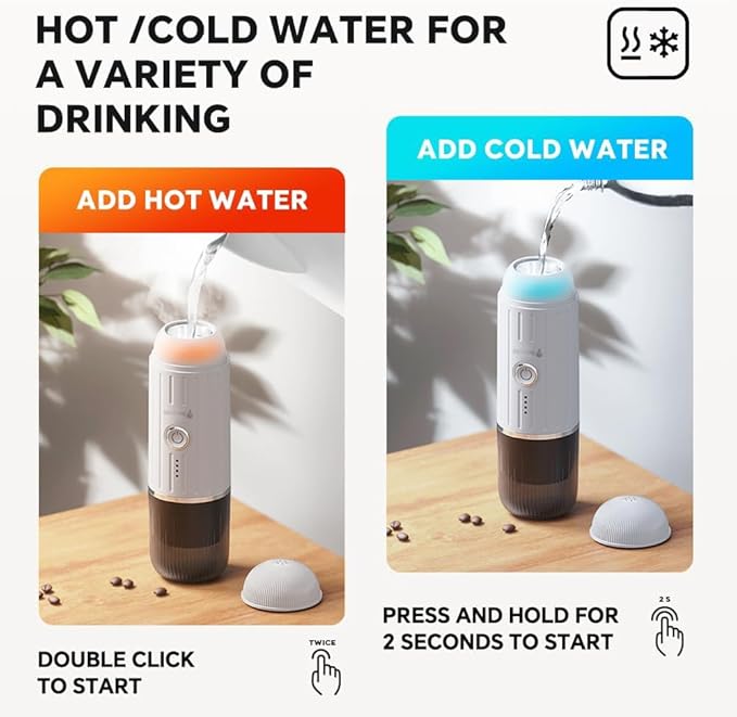 Portable Coffee Maker Travel Espresso Machine 120W Red Color, 19 Bar Pressure 7500mAh Rechargeable Battery Version Portable On the Go for Camping, Driving, Home and Office Travelling