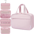 Toiletry Bag For women,Portable Hanging Organizer,4 Leakproof Compartment for full-sized Conditioner, Brushes Set, Makeup Accessories,Visible and easy to access.L-light pink