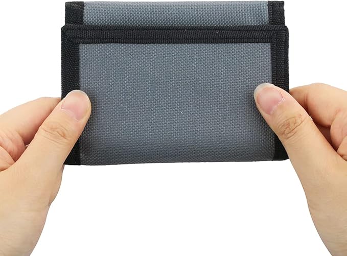 NEICY RFID Blocking Canvas Wallet for Men and Women - Camo Trifold Outdoor Sports Wallets with Magic Sticker for Teen Kids (Grey)