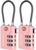Search Alert TSA Approved Travel Combination Luggage Cable Locks for Suitcase, Gym Locker,Toolbox,Backpack 1,2,4,6 &10 pk (Pink 2 Pack)