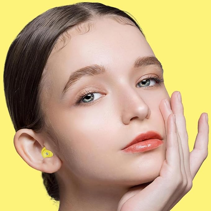 Ear Plugs for Sleeping Reusable Earplugs for Concerts Noise Cancelling Soft Silicone Noise Reduction Earbuds for Travel, Focus, Work 33-45dB Hearing Protection with 9 Ear Tips & Case (Yellow)