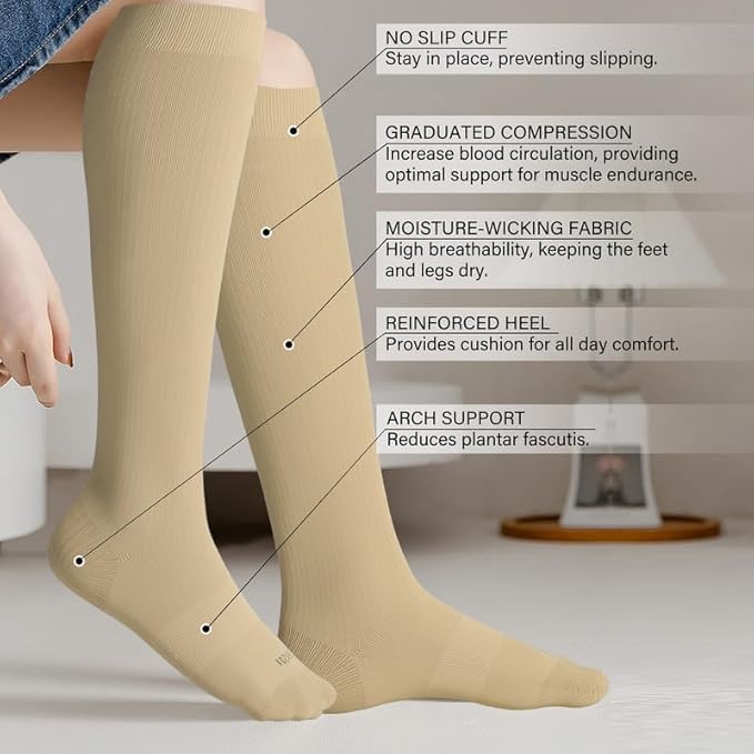 LEVSOX Compression Socks for Pregnant Women 20-30 mmHg Knee High Cute Funny Mens Supports Socks for Nurses, Medical, Travel