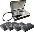 SEPOX® 4Pcs Water/Fire-Resistant Portable Security Case Lock Box Steel, Personal Travel Safe Storage Cabinet for Small Item, 3-Ft Cable, Ressetable Combination Lock for Dorm, Car, Sports, Office