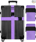 Luggage Straps for Suitcases TSA Approved-2 Pack Bright Personalized Luggage Belt Strap for Suitcase/Carry On Bag Luggage Accessories for Travel (Violet)