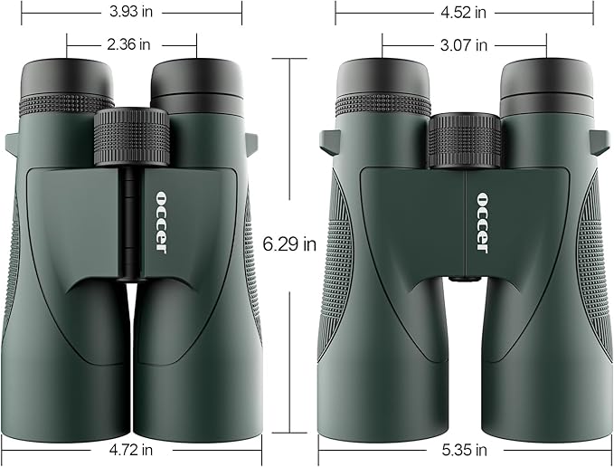 occer 12x50 Bird Watching Binoculars for Adults - High Powered Binoculars with Clear Large Image - Easy Focus HD Binocular with Long Range for Cruise Trip Hunting Travel Concert Stargazing,Green