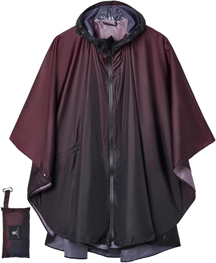 SaphiRose Rain Poncho Jacket Coat Hooded for Adults with Pockets