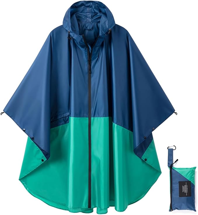 Rain Poncho Jacket Coat Hooded Zipper Style for Women/Men/Adult with Pocket