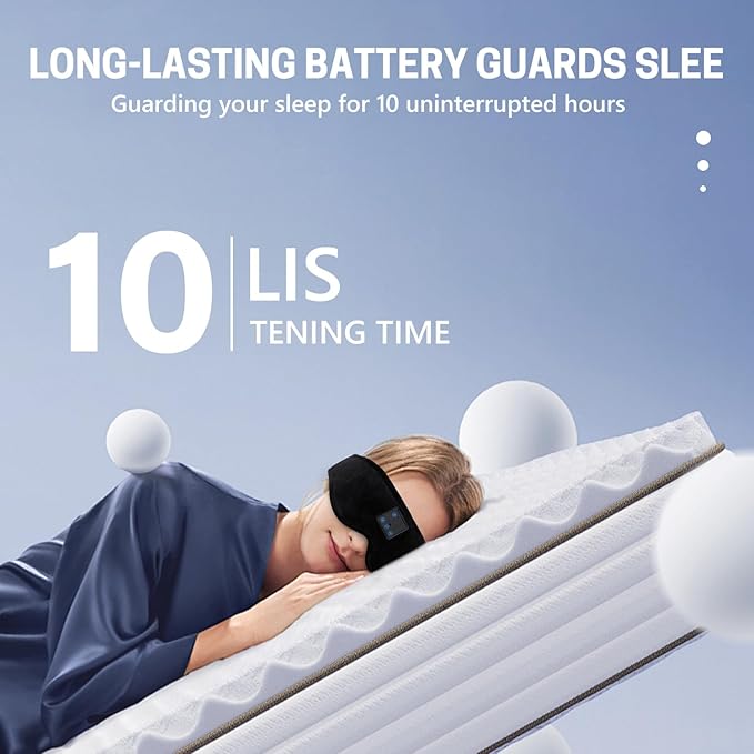 Sleep Mask with Bluetooth Headphones 3D Contour Sleeping Headphones 5.4 Wireless Bluetooth, Ultra-Thin Stereo Speakers Blackout Eye Masks for Men Women Travel Sleep