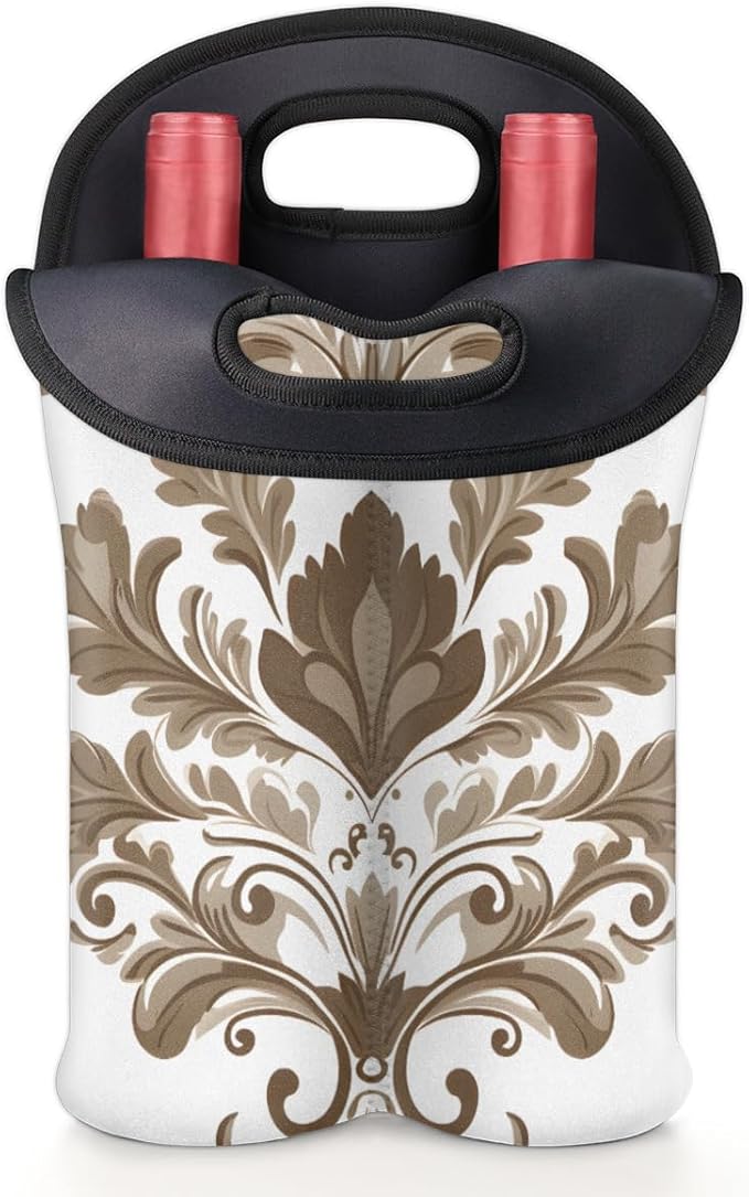 Neoprene Wine Tote, Bottle Carrier Gag Insulating Neoprene Thicker, Insulated Wine Bag for Travel Holds Two Bottles, Bottle Carrier Bags Protect the Bottles, White Totem