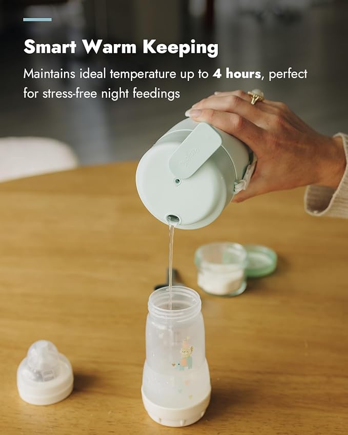 Papablic Pro Portable Bottle Warmer for Travel – Fast Heating, Built-in Sterilizer, 30W Fast Charge, 5-Temp Control, Easy-Clean Wide Mouth, Baby Milk Warmer for Breastmilk & Formula, Mint Green