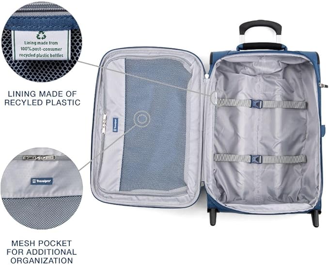 Travelpro Maxlite 5 Softside Expandable Upright 2 Wheel Carry on Luggage, Lightweight Suitcase, Men and Women, Ensign Blue, Carry On 22-Inch
