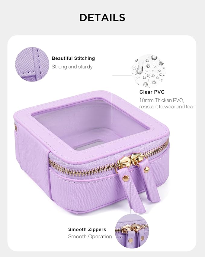 LETGO Clear Makeup Bags, TSA Approved Toiletry Bag with Zipper, Mini Clear Makeup Organizer Fit Carry-on Travel Essentials,Clear Cosmetic Bags for Women Men (0-Mini-Purple)