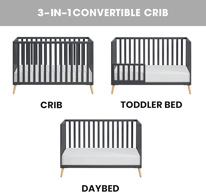 Oxford Baby Cozy Nest Convertible Island Crib, Midnight Slate/Natural