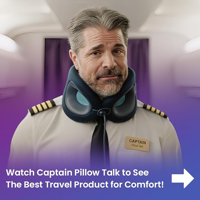 Cabeau Travel Pillow for Long Flights – Evolution X - Memory Foam Neck Support - Comfort On-The-Go for Airplane, Train, and Car (Sapphire)