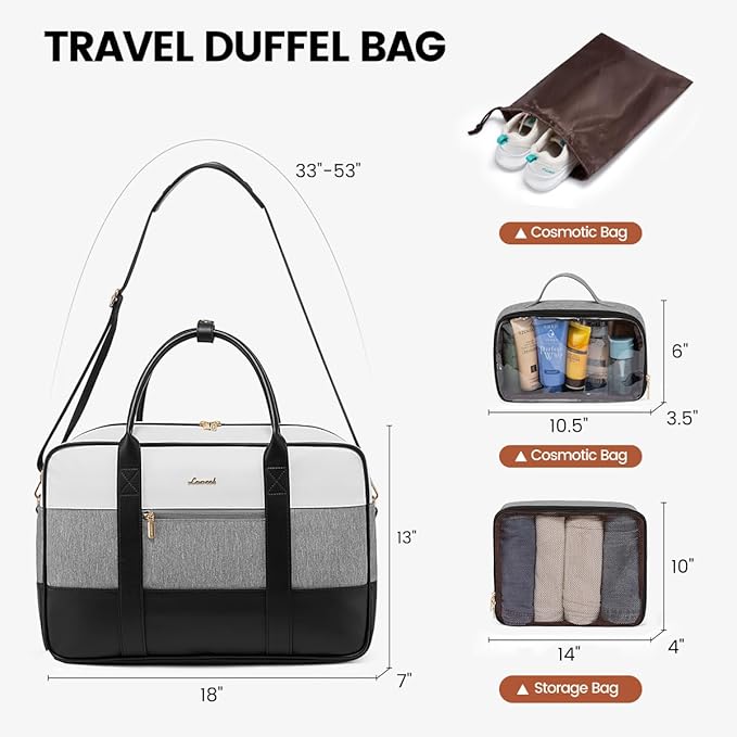 LOVEVOOK Weekender Travel Duffel - Personal Item Duffle Bags for Women with Laptop Compartment, Overnight Bag with Toiletry Bag, Yoga Gym Bag with Wet Pocket, Hospital Bag for Labor and Delivery