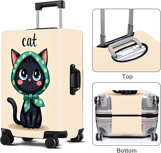 Luggage Cover Washable Suitcase Protector Anti-Scratch,Stretchable Fit for 20-34Inch Luggage Durable Travel Bag Cover with Zipper Closure (Cat, XL(fits 32-34Inch suitcase))