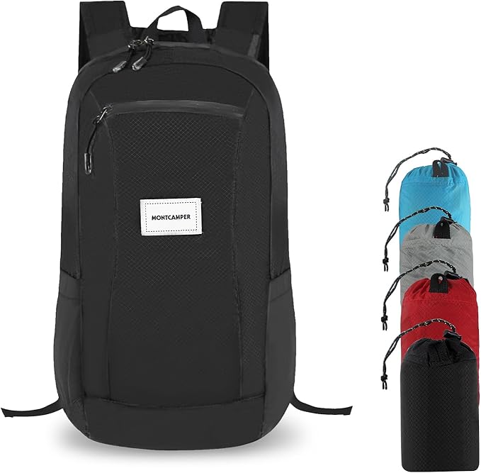 Hiking Daypack - Lightweight & Water-Resistant Portable Backpack for Travel, Camping, Outdoor Adventures(20L, black)