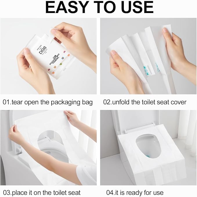 Disposable Toilet Seat Covers, 30 Pack Extra Large Non-Slip Individually Wrapped Portable for Travel Public Restrooms Airplane