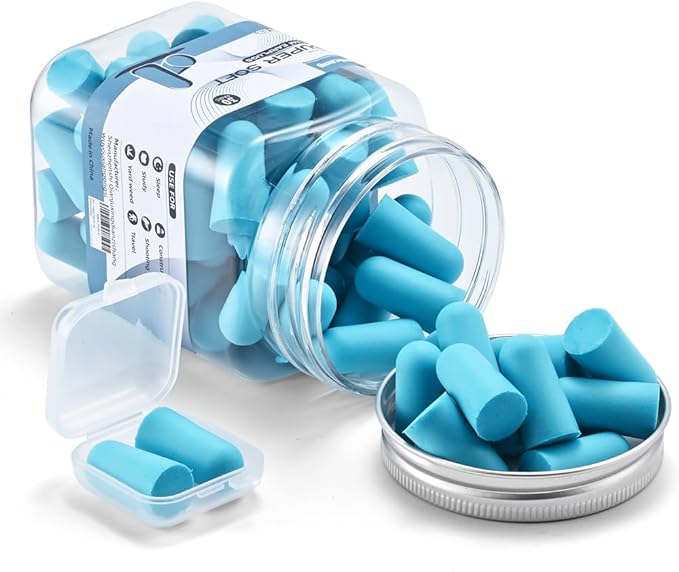 30Pair Soft Foam EarPlugs, 32dB Disposable Sound Blocking Noise Cancelling Ear Plugs for Sleeping/Concerts Loud Music/Shooting Guns/Work Construction, Hearing Safety Protection (Blue)