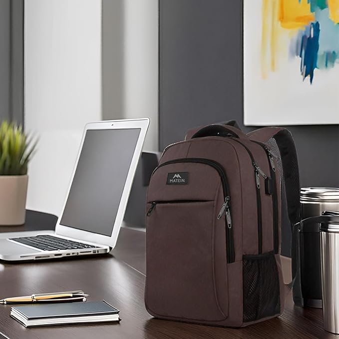 MATEIN 15-inch Laptop Backpack, School Backpack with USB for Men Women and College Student, Sturdy Laptop Bag for Laptop Accessories Water Resistant Travel Backpack Functional Birthday Gifts