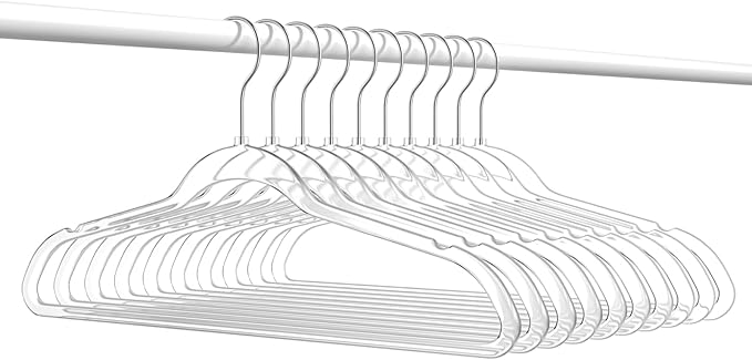 MIZGI 50 Pack Clear Plastic Hangers - Premium Thick Invisible Space Saving Hanger with 360° Swivel Hook, Ultra Slim Hangers for Suits, Dresses, Shirts, Coats & Pants